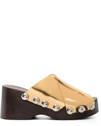 Ganni - Stud-Detail Wedge Clogs - Lyst