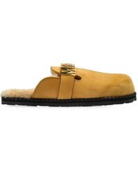 Moschino - Mules En Cuir À Plaque Logo - Lyst