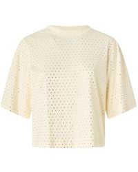 Pinko - T-Shirt With Rhinestones And Logo - Lyst