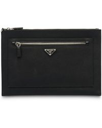 Prada Saffiano-Clutch - Schwarz