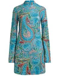 Etro - Crochet-Effect Mini Dress With Sequin Embroidery - Lyst