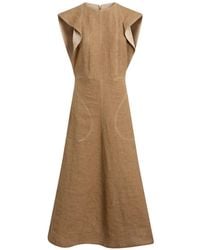Moschino - Contrast-Stitch Ruffled Midi Dress - Lyst
