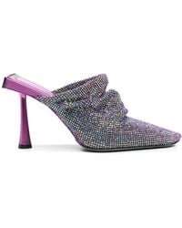 Benedetta Bruzziches - Crystal Embellished Square Toe Mules - Lyst