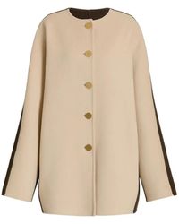 Alberta Ferretti - Two-Tone Button-Up Wool Short Coat - Lyst