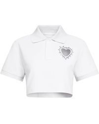 Area - Crystal-Embellished Cropped Polo - Lyst
