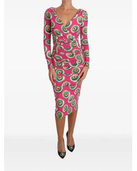 Dolce & Gabbana - Pastry-Print Ruched Dress - Lyst