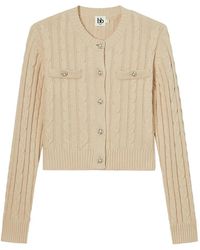 B+ AB - Cable-Knit Button-Up Cardigan - Lyst