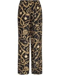 Balmain - Zijden Broek Met Kettingprint - Lyst