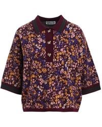 Essentiel Antwerp - Polo Kartos À Fleurs Imprimées Et Boutons En Forme De Nœuds - Lyst