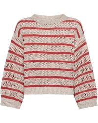 Brunello Cucinelli - Linen-Blend Dazzling Stripe Sweater - Lyst