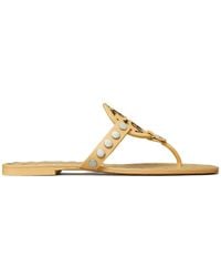 Tory Burch - Studded Miller Leather Flat Sandals - Lyst