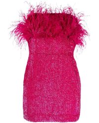 retroféte - Mini-robe Bustier En Crêpe À Sequins Et À Plumes Torin - Lyst