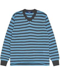 Junya Watanabe - Striped V-Neck Sweatshirt - Lyst