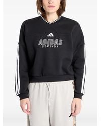adidas - Logo-Print Side-Stripe Sweatshirt - Lyst