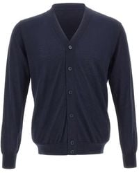 Kangra - Ribbed-Trim V-Neck Cardigan - Lyst