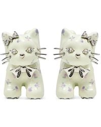 YVMIN - Floral-Print Cat-Motif Earrings - Lyst