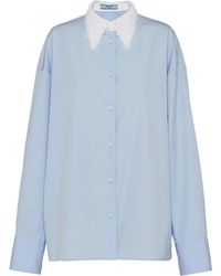 Prada - Camisa con flecos en el cuello - Lyst