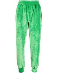 Styland Velvet High-waisted Track Trousers - Green
