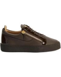 Giuseppe Zanotti - Frankie Patent-Leather Lace-Up Sneakers - Lyst