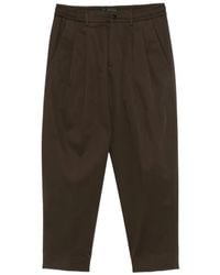 Low Brand - Pleated Elasticated-Waistband Straight-Leg Trousers - Lyst