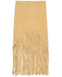 Bimba Y Lola - Mustard Suede Skirt With Irregular Fringes - Lyst