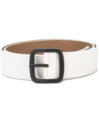 DIESEL Ceinture imprimée à boucle contrastante - Blanc