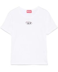 DIESEL - T-Shirt With Logo Plate - Lyst
