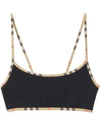 Burberry - Top Bikini Con Bordo A Quadri - Lyst