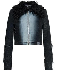 Versace Jeans Couture - Veste En Jean À Bordure En Fourrure - Lyst
