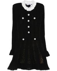 Self-Portrait - Flower-Button Lace-Collar Mini Dress - Lyst