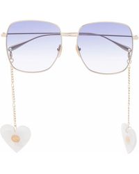 Gucci - Heart Pedant Square-frame Sunglasses - Lyst