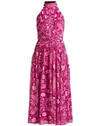 Tadashi Shoji - Kyrene Floral-Print Twisted-Waist Midi Dress - Lyst
