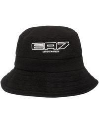 EA7 - Logo-Embroidered Fleece Bucket Hat - Lyst