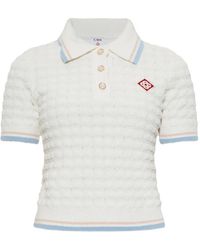 CASABLANCA - Waffle-Knit Logo-Patch Polo Top - Lyst