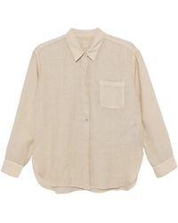 120% Lino - Ali Chest-Pocket Curved-Hem Shirt - Lyst