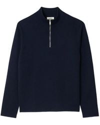 Sandro - Wool Sweater With Zipped Collar - Lyst