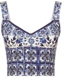 Dolce & Gabbana - Cropped-Top mit Majolica-Print - Lyst