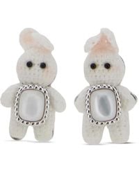 YVMIN - Bunny-Motif Faux-Pearl Earrings - Lyst