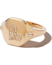 SHAY - 18kt Yellow Gold Capricorn Diamond Signet Ring - Lyst