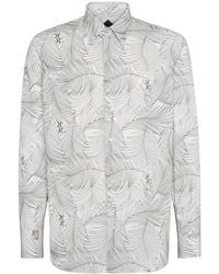 Billionaire - Leaf-Print Linen Shirt - Lyst
