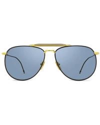 Thom Browne - Pilot-Frame Metal Sunglasses - Lyst