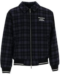 Drole de Monsieur - Slogan Check-Pattern Slogan-Print Bomber Jacket - Lyst