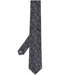 Canali Corbata con motivo de hojas - Gris