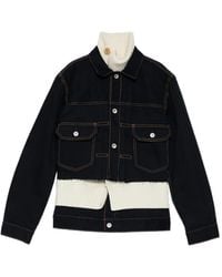 Sacai - Chaqueta Vaquera A Capas Con Dobladillo Deshilachado - Lyst