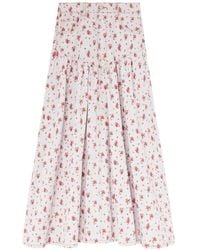 Ganni - Floral-Print Midi Skirt - Lyst