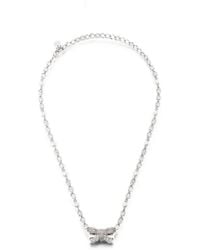 Self-Portrait - Crystal Pearl Bow Necklace - Lyst