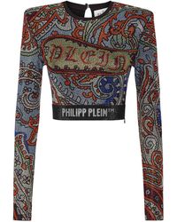 Philipp Plein - Paisley Rhinestone-embellished Crop Top - Lyst