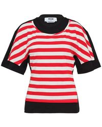 MSGM - T-Shirt À Rayures - Lyst