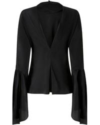 Pinko - V-Neck Shirt With Flounce Sleeves - Lyst