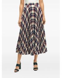 Brooks Brothers - Pleated Plaid-Pattern Midi Skirt - Lyst